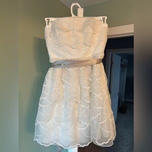 Party Strapless Tiered Ivory Mini  Dress